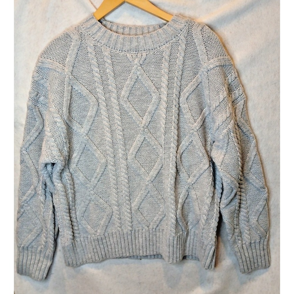 Fashion Cable Knit Sweater Grandpa Gilmore Normcore Fisherman Gray Women's Med